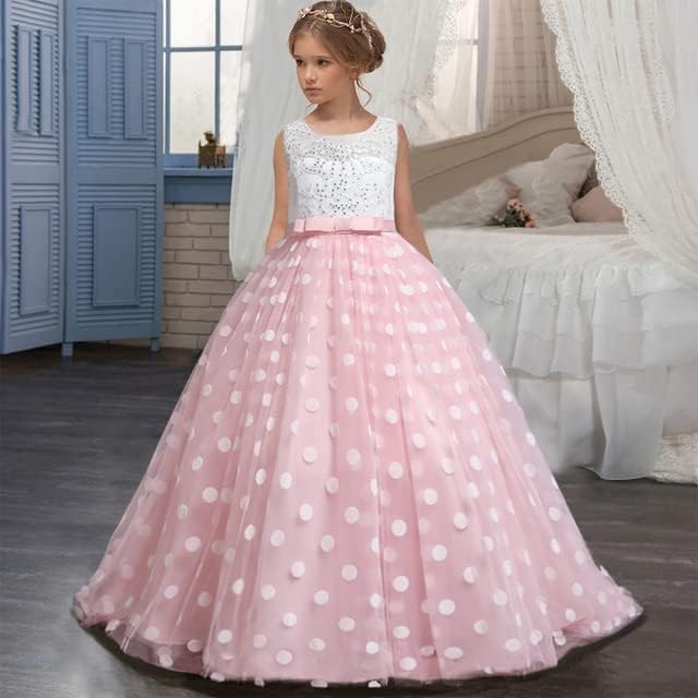 Long Tulle Dress with Polka dots and lace for Bridesmaids and Birthdays