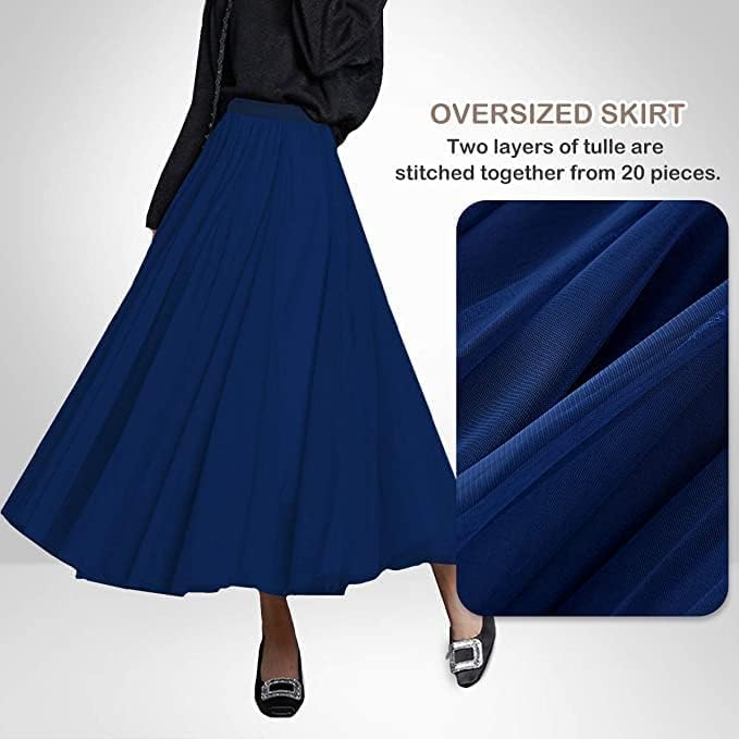 Women's Layered Tulle Skirts A-Line Mesh Midi Lenght Elegant Party