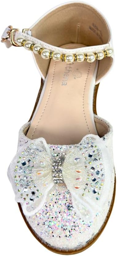 Girls Glitter Dress Shoes with Pearl Ankle Strap – Weddings, Birthdays
