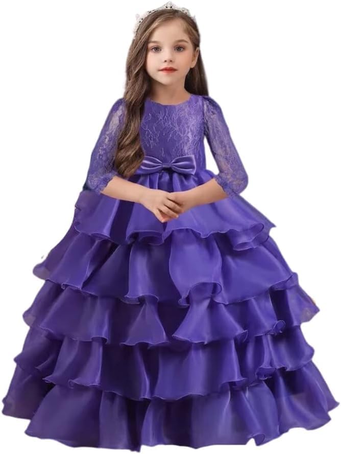 Embroidery Girl Dress with Cascade Organza Girl