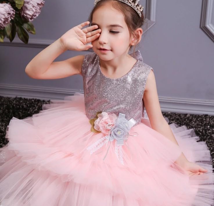 Sparkly Dress for Girls with Layered Tulle Skirt