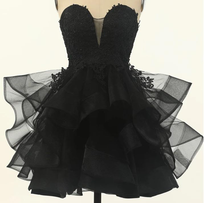 Women's Strapless Black Tulle Cocktail Dress