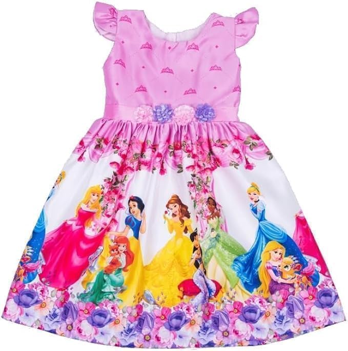 Girl's Princess Themed Pink Dress Knee-Lenght Sleeveless