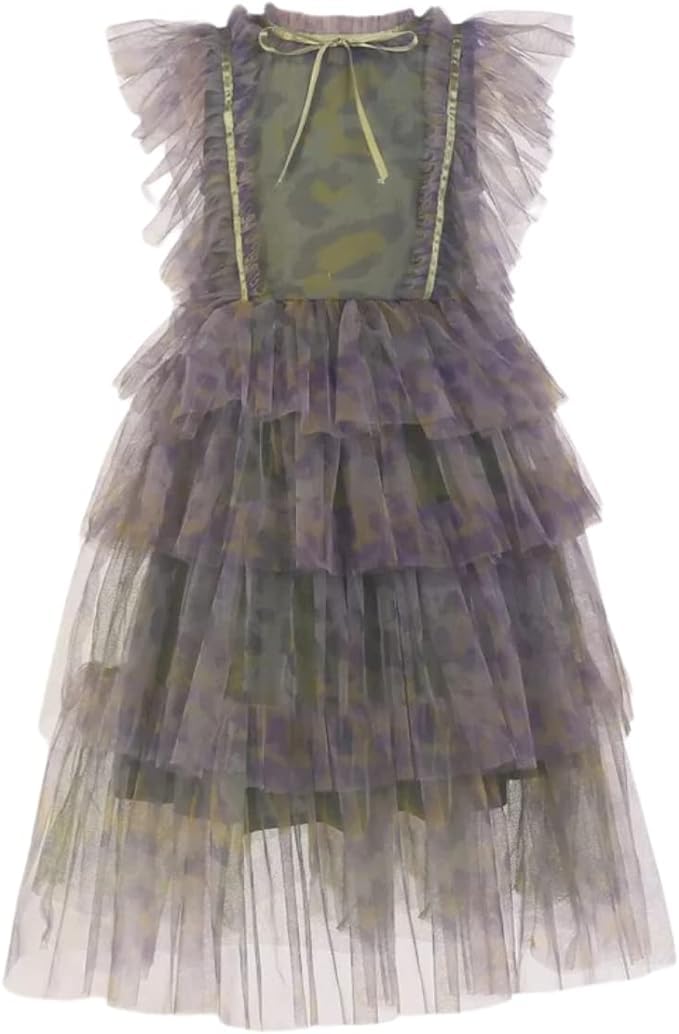 Printed Dress with Tulle and Ruffle Layers - Fall dresses for girls - G0101