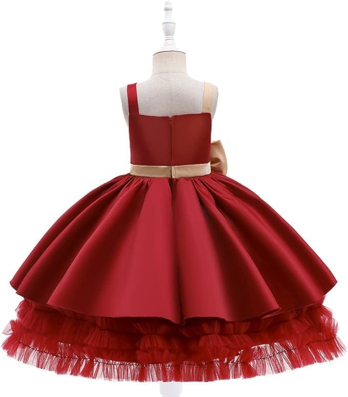 Satin Flower Girl Dress with Bow - Fall dresses for girls