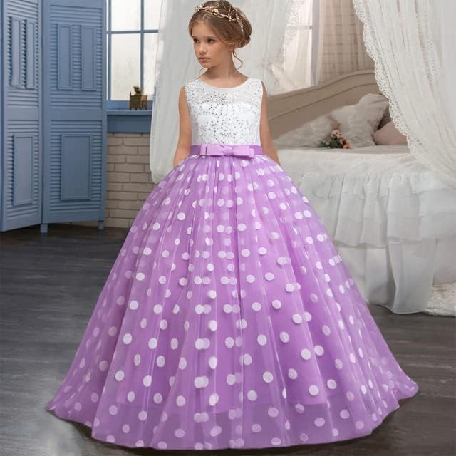 Long Tulle Dress with Polka dots and lace for Bridesmaids and Birthdays