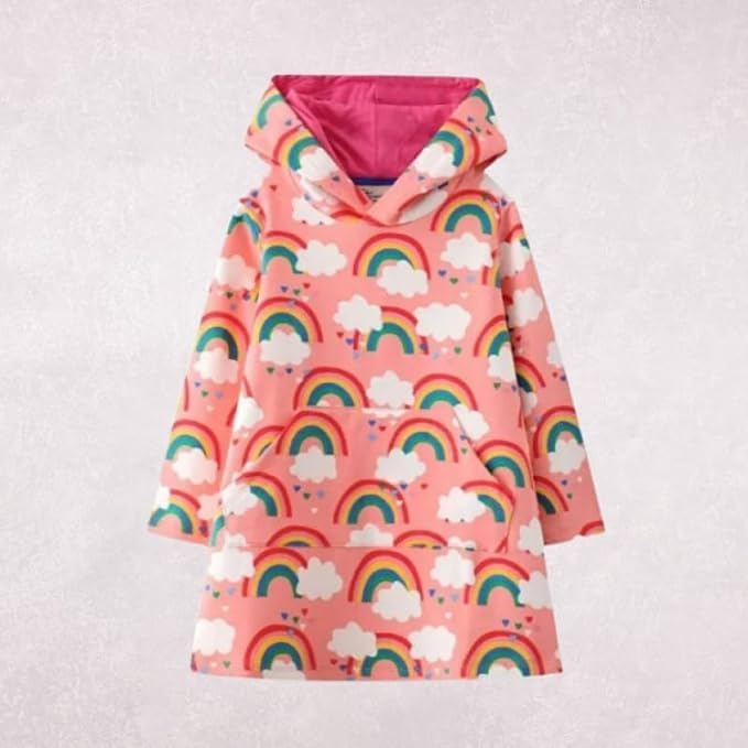 Girl's hooded sweatshirt with an animal or rainbow design