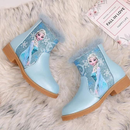 Elsa Princess Design Velvet Winter Boots - S0023