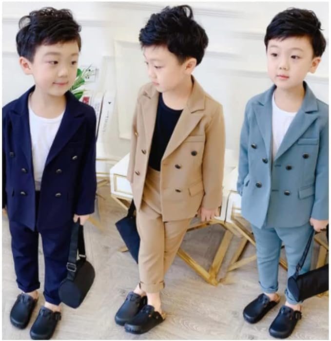 Boys Casual Suits Wedding Outfits Blazer and Pants Suit 2 Pieces