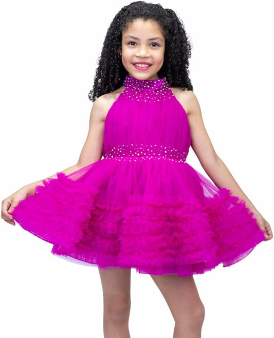 Tulle party dress with puffed skirt for girls