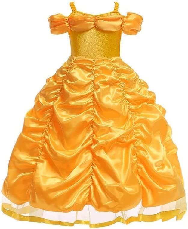 Princess Belle Satin Dress Costume Off Shoulder for Little Girl