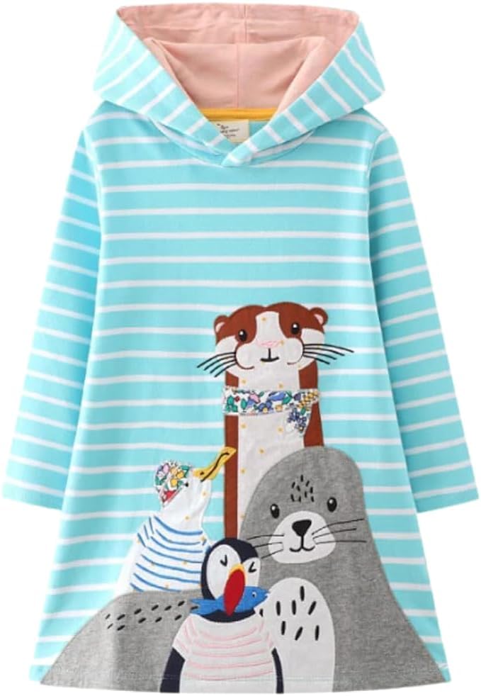 Girl's hooded sweatshirt with an animal or rainbow design