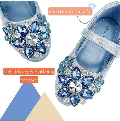 Girls Dress Shoes Mary Jane Princess Elsa Flats - S0035