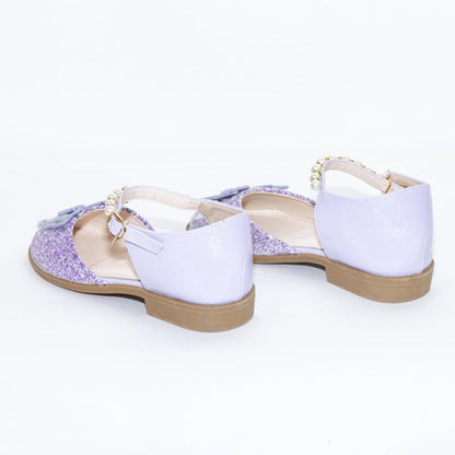 Girls' Shoes with Glitter, Pearls and Butterfly Applique - S0046