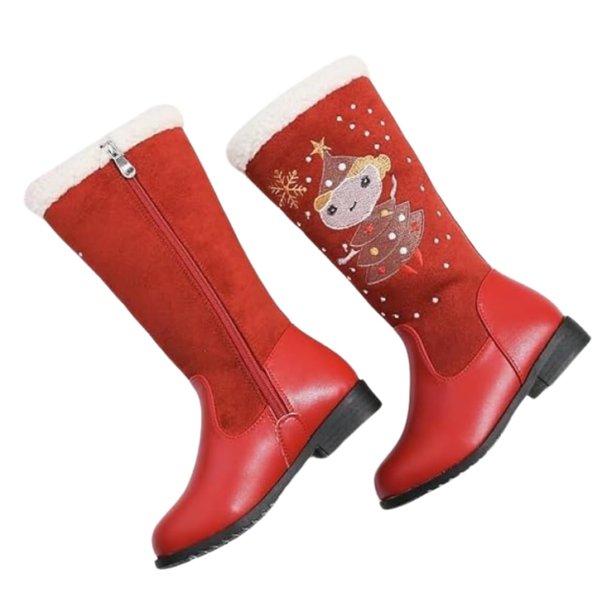 Warm velvet christmas winter boots for girls