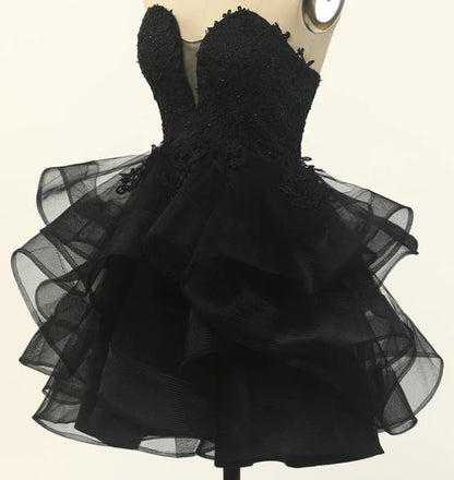 Women's Strapless Black Tulle Cocktail Dress