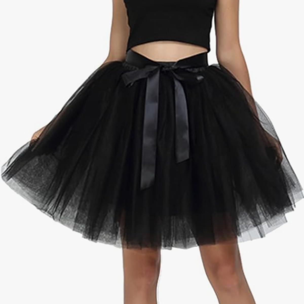 Women's Tulle Midi Skirt with Satin Bow