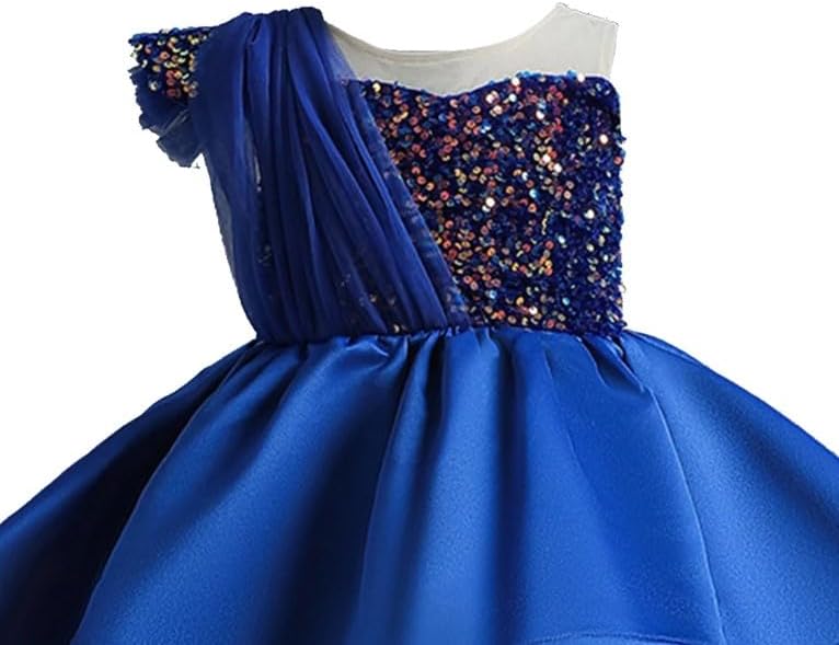 Elegant one-Shoulder Sequined Dress for Girls