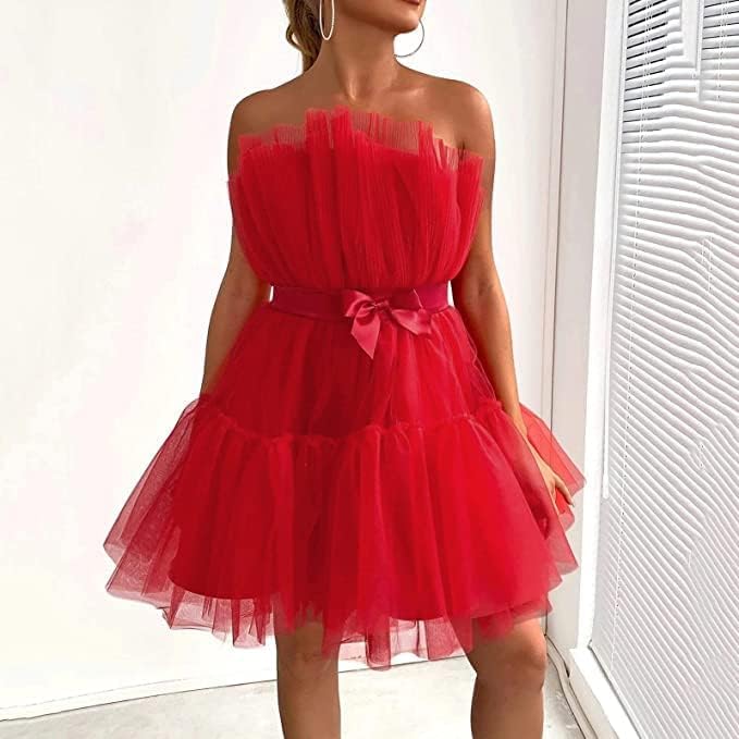 Women's Strapless Tulle Party Dress Summer Special Ocassion