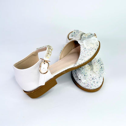 Girls Glitter Dress Shoes with Pearl Ankle Strap – Weddings, Birthdays