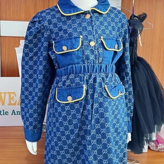 Little Girls Denim Jacket+ Skirt Suit Jeans Set Kids Clothes