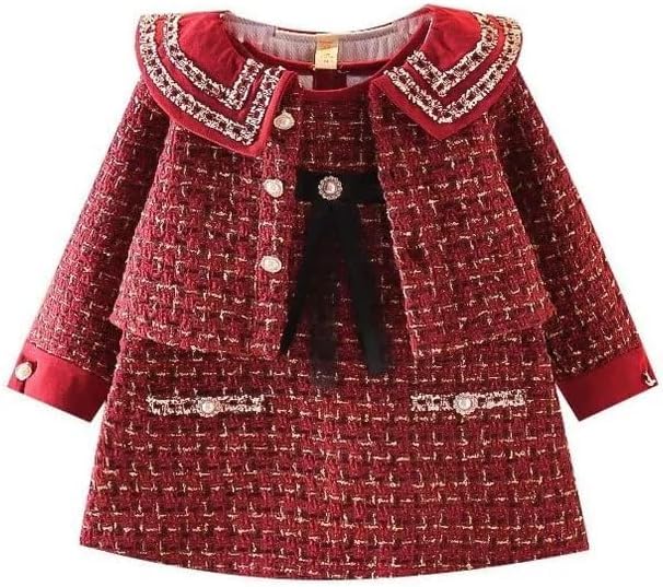 Girl's Plaid Dress with Long Sleeves Blazer Thanksgiving Dress