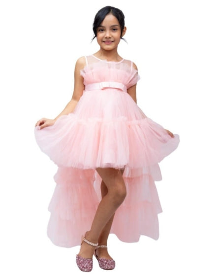 Puffy Tulle Dress with Detachable Train Girl Party Birthday