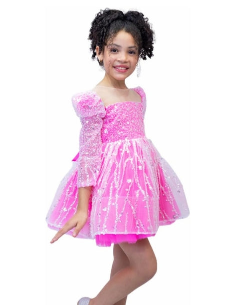 Girl's dress with sequins and puffed skirt