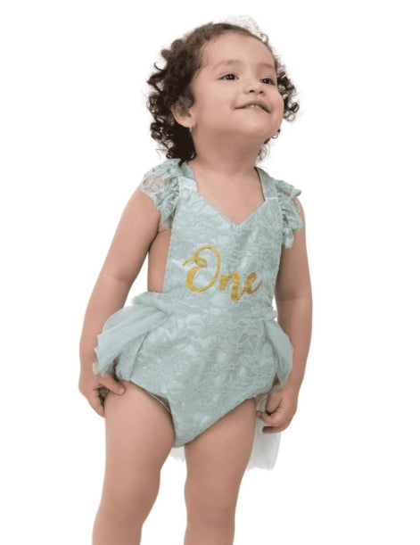 Lace bodysuit with tulle tutu for baby girl