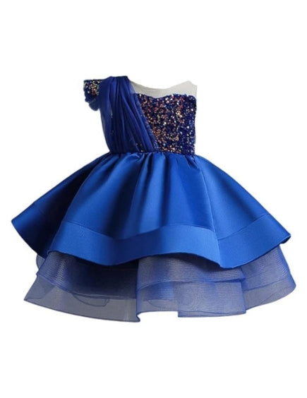 Elegant one-Shoulder Sequined Dress for Girls