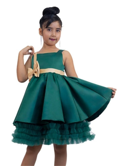 Satin Flower Girl Dress with Bow - Fall dresses for girls