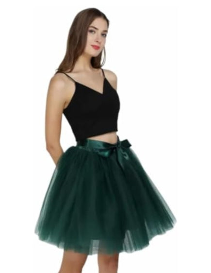 Women's Tulle Midi Skirt with Satin Bow