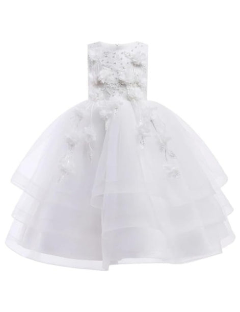 Girls' Floral Lace Tiered Dress