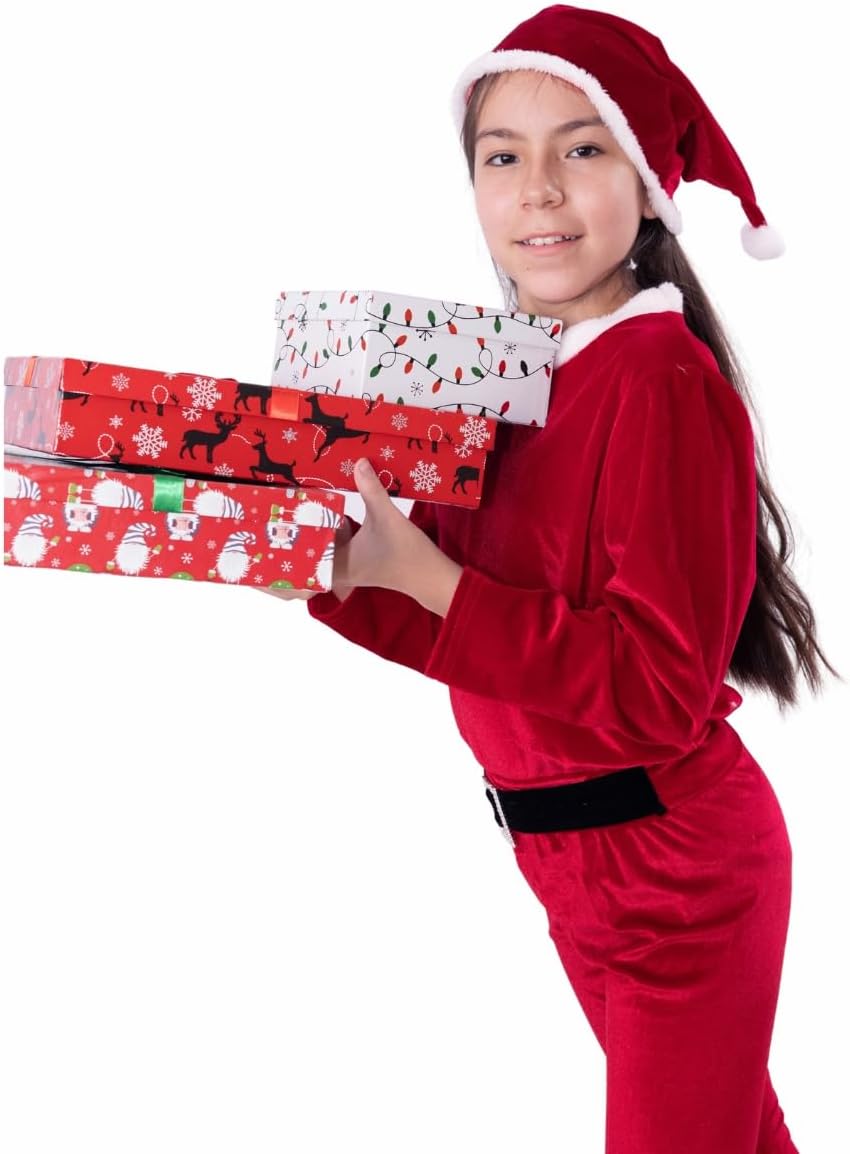 Girls' Santa-Inspired Christmas Outfit – Velvet Top and Flared Pants with Hat G0072