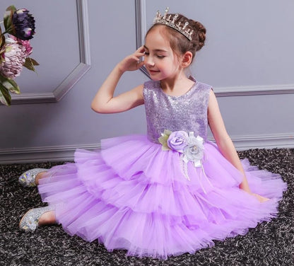 Sparkly Dress for Girls with Layered Tulle Skirt