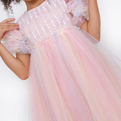 Girls' Pink Sequin and Tulle Dress