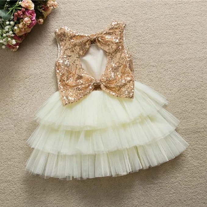 Girl's Sequined Dress with 3-Layered Tulle Skirt