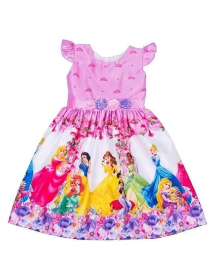 Girl's Princess Themed Pink Dress Knee-Lenght Sleeveless