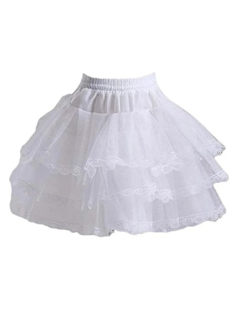 3-layer white crinoline petticoat for short dresses and gowns