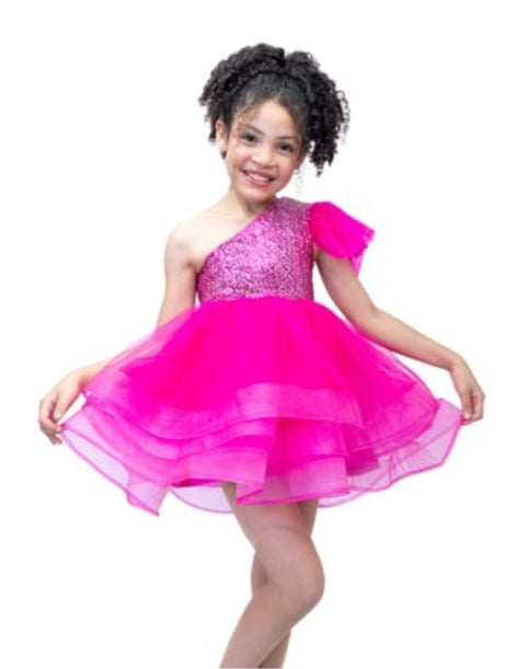 Purple Princess One-Shoulder Girls' Party Dress