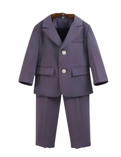 Toddler & Boys Single Breasted Suit | 3pc Set, Solid Dark Colors, Longsleeves, Notched Lapels