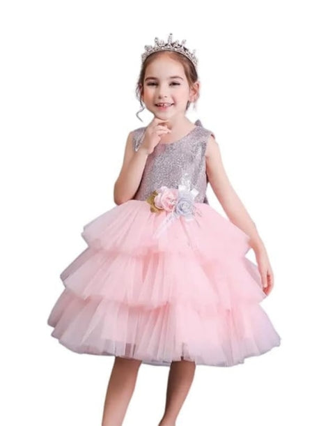 Sparkly Dress for Girls with Layered Tulle Skirt