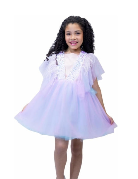 Rinesthone Tulle Pastel Dress for Girl