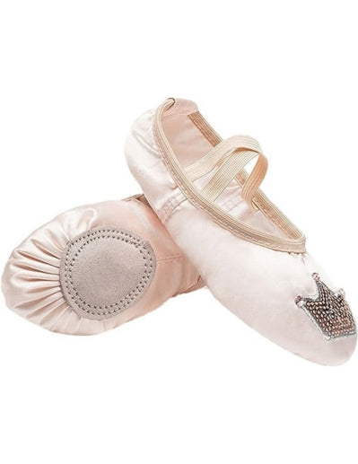 Ballet Dance Shoes for Girls Split Sole Embroidered Crown Design