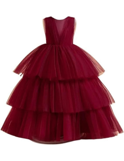 Elegant Long Tulle Dress with Layered Skirt for Special Occasions