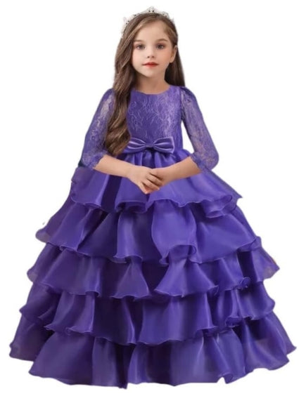 Embroidery Girl Dress with Cascade Organza Girl