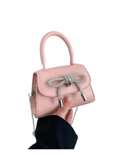 Fashion Mini Handbags PU Crossbody Coin Purse with chain jelly (Pink)