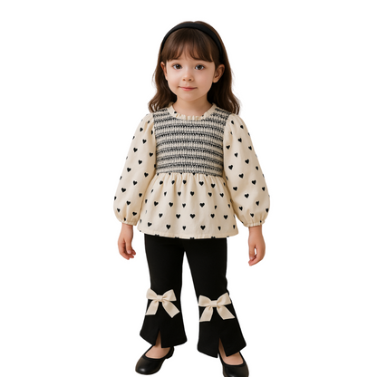 Back to School Outfit Puffy Long Sleeves Shirt + Bell Pants - G0011