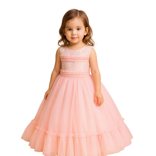 Girl Dresses Wedding Bridesmaid Chiffon Floral Maxi Princess Pageant - G0037