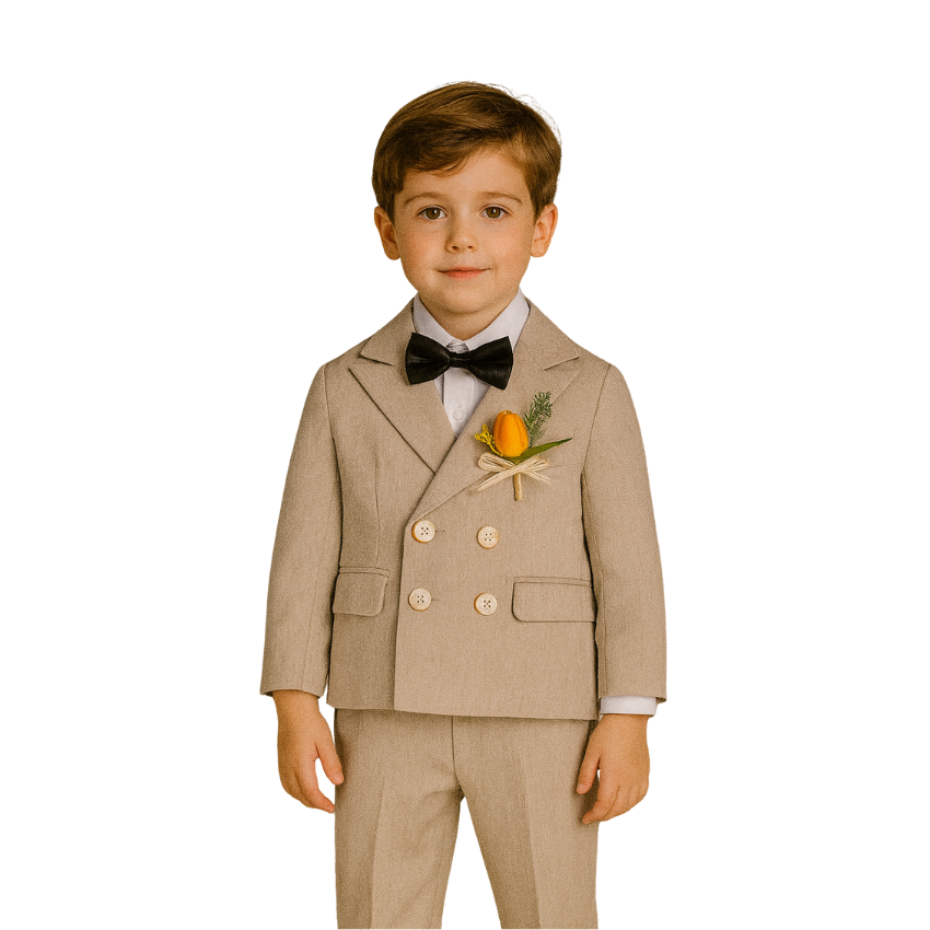 Boys' Double-Breasted Suit with Bow Tie - B0018